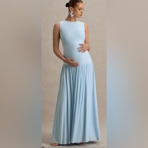 Club London Outline Powder Blue Maternity Dress